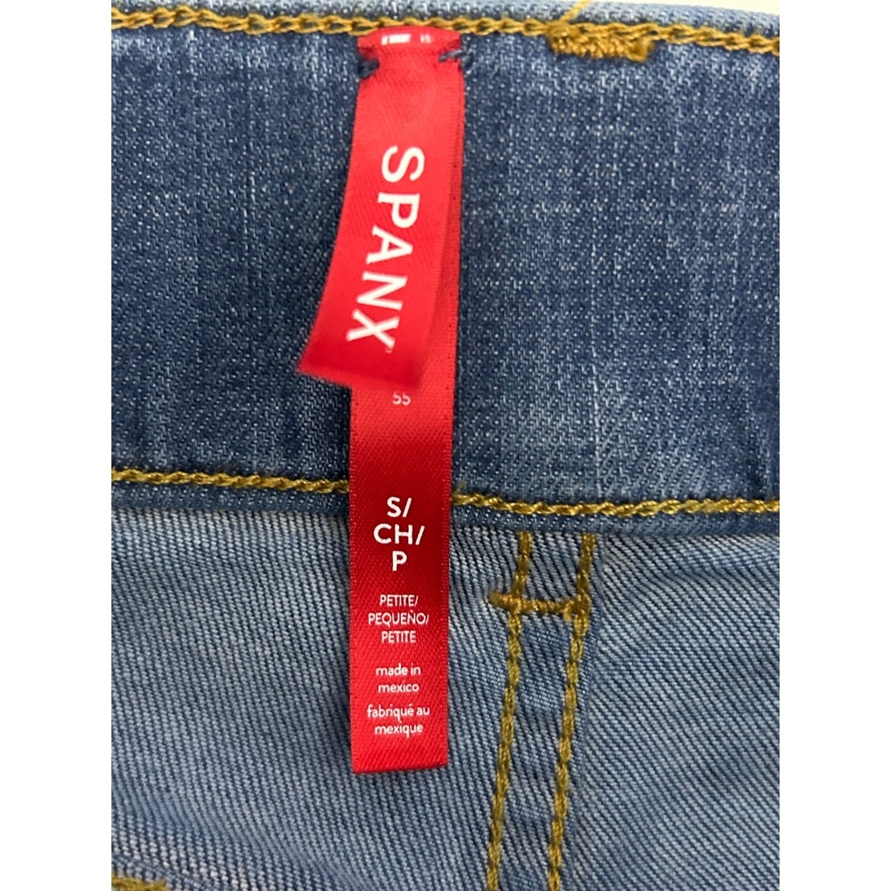 Spanx Womens Petite Small Flare Leg Jeans High Rise Pull On Shaping Blue - Picture 6 of 11